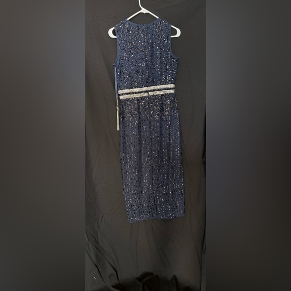 Mac Duggal 10509 NWOT SLEEVELESS HIGH NECK BEADED MIDI SHEATH DRESS - Picture 5 of 6